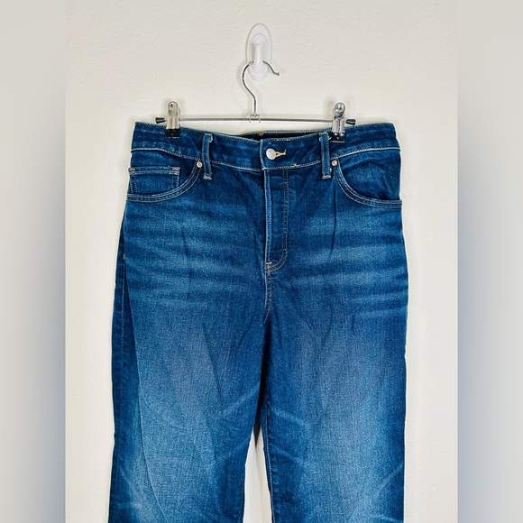 Express Mid-Rise Wide Leg Crop Jeans Size 8 Dark Wash Stretch Denim - Picture 4 of 9